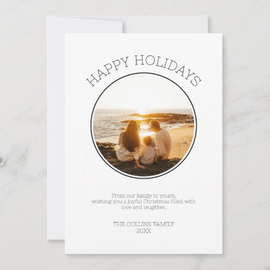 Prettige feestdagen Familiefoto Modern Black Chris Feestdagenkaart (Voorkant)