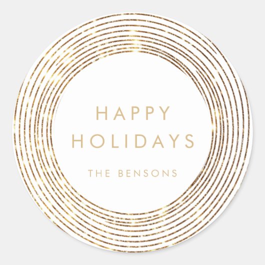 Prettige feestdagen Faux Glitter Gouden Cirkels Ronde Sticker