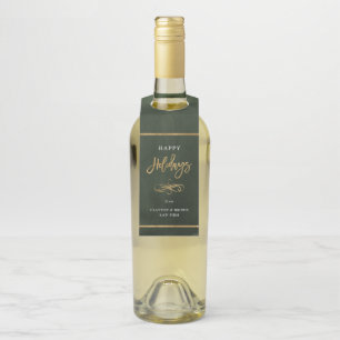 prettige feestdagen Faux Gold Foil Corporate Gift Flessenhanger