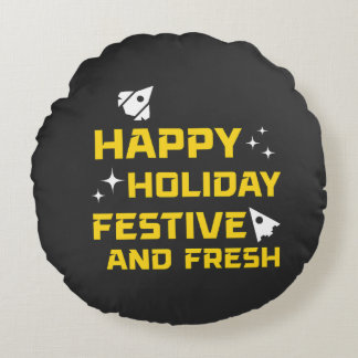 Prettige Feestdagen, Feestelijk en Fris Rond Kussen