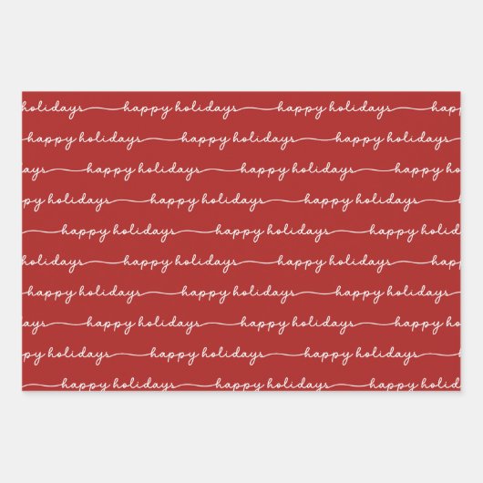 Prettige feestdagen Feestelijk rood en wit Inpakpapier Vel (Voorkant 2)