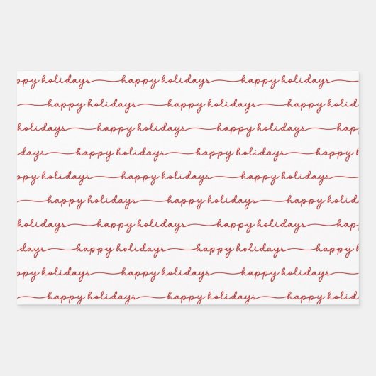 Prettige feestdagen Feestelijk rood en wit Inpakpapier Vel (Voorkant)