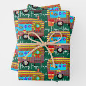 Prettige feestdagen Feestelijke Retro Camper Inpakpapier Vel (In situ)