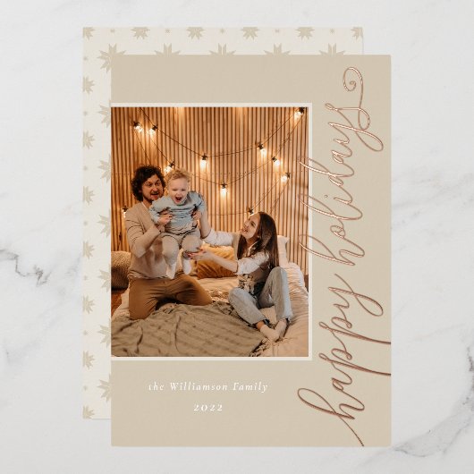 prettige feestdagen Festive Cream Script Photo Gol (Voorkant / Achterkant)
