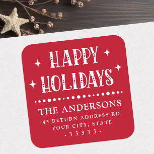 Prettige feestdagen Festive lettertype stip rand r Vierkante Sticker