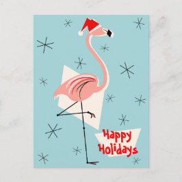 Prettige feestdagen Flamingo Santa Blue