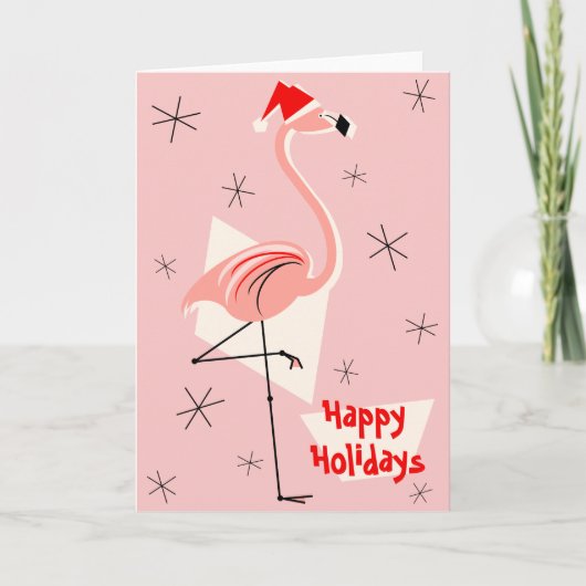 Prettige feestdagen Flamingo Santa Pink (Voorkant)