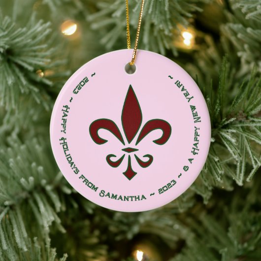 Prettige feestdagen Fleur De Lis Keramisch Ornament (Boom)