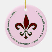 Prettige feestdagen Fleur De Lis Keramisch Ornament (Achterkant)