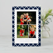 Prettige feestdagen Foto Collage Blauw Check Kerst (Staand Voorkant)