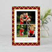 Prettige feestdagen Foto Collage Red Check Kerst (Staand Voorkant)