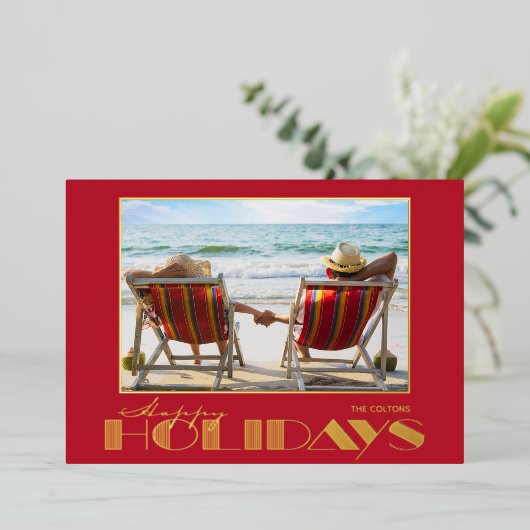 Prettige Feestdagen Foto Goud (Staand Voorkant)