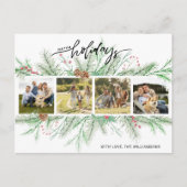 Prettige feestdagen Fotocollage Woodland Pine Boug Briefkaart (Voorkant)