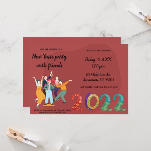 prettige feestdagen Friends Uitnodiging (Voorkant / Achterkant in situ)