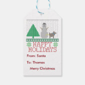 prettige feestdagen Funny Dog Peeing Snowman Kerst Cadeaulabel (Achterkant)