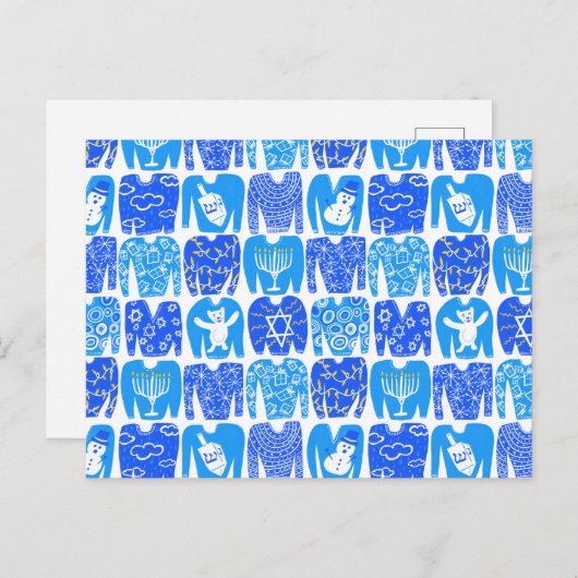 prettige feestdagen Funny Ugly Hannukah Sweaters Briefkaart (Voorkant / Achterkant)