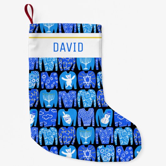 prettige feestdagen Funny Ugly Hannukah Sweaters C Kleine Kerstsok (Voorkant)