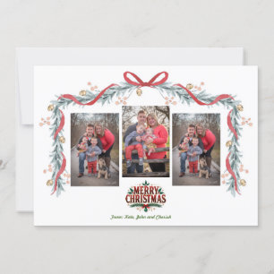 Prettige feestdagen Garland Bell 3 Foto Kerst Kaar Feestdagenkaart