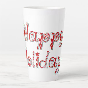 prettige feestdagen gedecorbeerde tekst latte mok