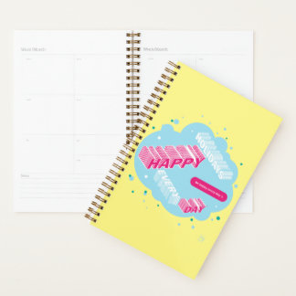 prettige feestdagen, geel en blauw planner