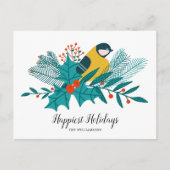 Prettige feestdagen Gele vogel Briefkaart (Voorkant)