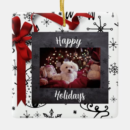 Prettige feestdagen Gepersonaliseerd Ornament (Voorkant)