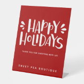 prettige feestdagen - Gepersonaliseerd rood kerstf Reclamebord Met Voetstuk (Voorkant)