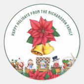 Prettige feestdagen Gepersonaliseerde naam Ronde Sticker (Voorkant)