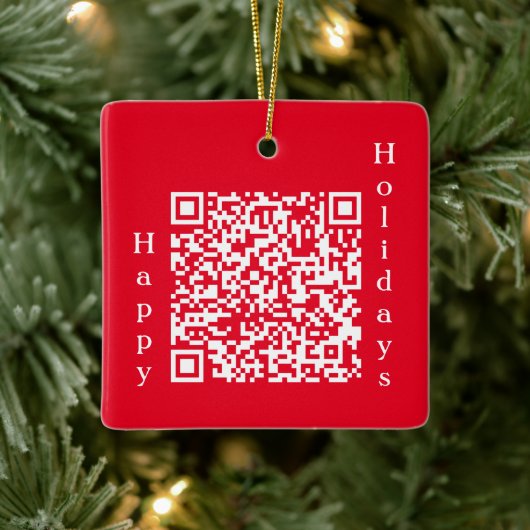 Prettige feestdagen Gepersonaliseerde QR-code Keramisch Ornament (Boom)