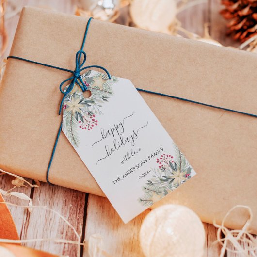 Prettige feestdagen Gepersonaliseerde waterverf Ca Cadeaulabel