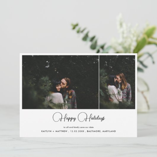 Prettige feestdagen getrokken | De datum opslaan | Feestdagenkaart (Staand voorkant)