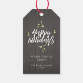 Prettige feestdagen getrokken | Rustieke Mistletoe Cadeaulabel (Voorkant)