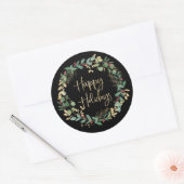 Prettige feestdagen getrokken | Zwart en modern Fa Ronde Sticker (Envelop)