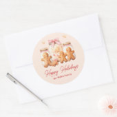 Prettige feestdagen Gingerbread Man Blush Ronde Sticker (Envelop)