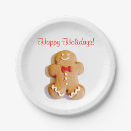 Prettige feestdagen Gingerbread Man Xmas Red Papieren Bordje