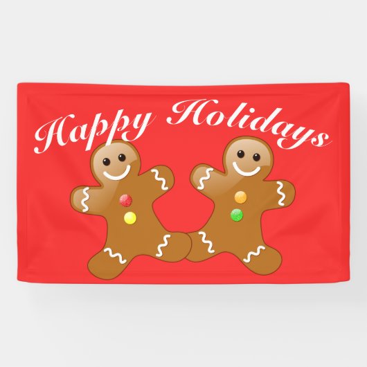 Prettige feestdagen Gingerbread Mannen Spandoek (Horizontaal)