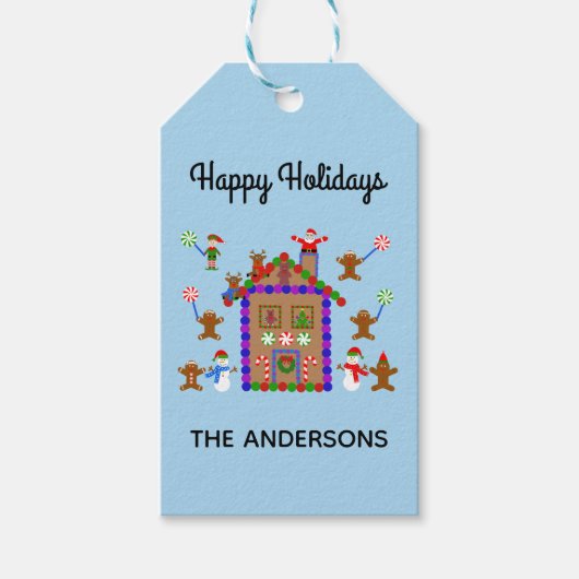 prettige feestdagen Gingerbrood House #2 Gift Labe Cadeaulabel (Voorkant)