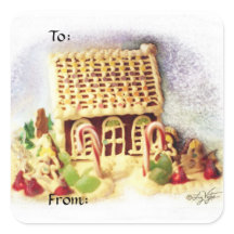 prettige feestdagen Gingerbrood HouseGift Labels