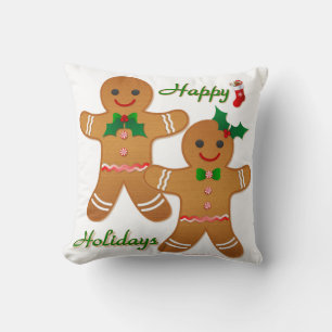 prettige feestdagen Gingerbrood Man Boy Girl Kussen