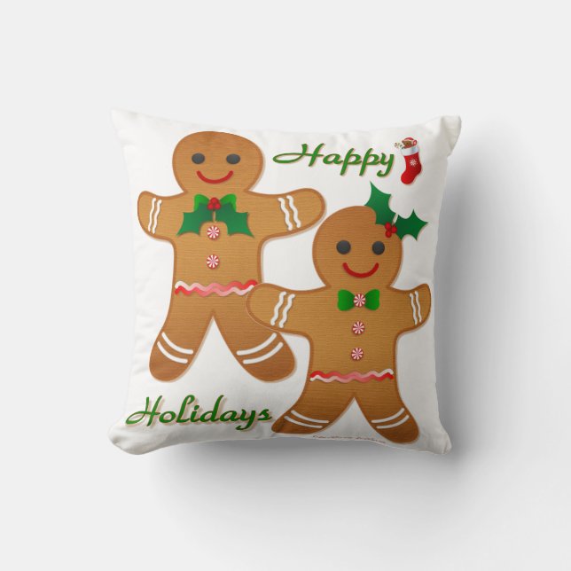 prettige feestdagen Gingerbrood Man Boy Girl Kussen (Voorkant)