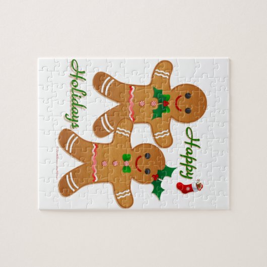 prettige feestdagen Gingerbrood Man Boy Girl Legpuzzel (Horizontaal)