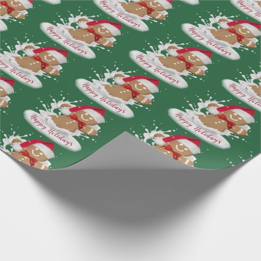 prettige feestdagen Gingerbrood Man in Melk Cadeaupapier (Hoek)