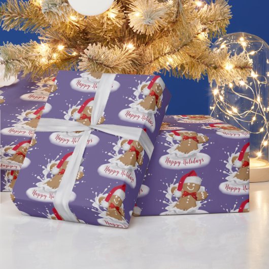 prettige feestdagen Gingerbrood Man in Melk Cadeaupapier (Feestdagen)