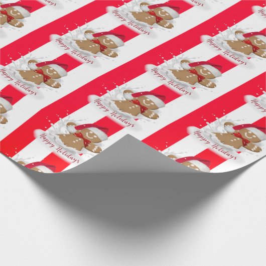 prettige feestdagen Gingerbrood Man in Melk Cadeaupapier (Hoek)