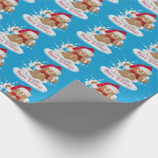 prettige feestdagen Gingerbrood Man in Melk Cadeaupapier (Hoek)