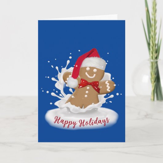 prettige feestdagen Gingerbrood Man in Melk Kaart (Voorkant)