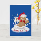 prettige feestdagen Gingerbrood Man in Melk Kaart (Gele Bloem)