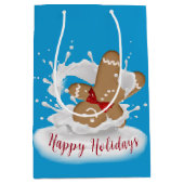 prettige feestdagen Gingerbrood Man in Melk Medium Cadeauzakje (Voorkant)