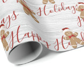 prettige feestdagen Gingerbrood Man op Birch Cadeaupapier (Rol Hoek)