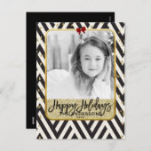 prettige feestdagen Gold Black & White Modern Phot (Voorkant / Achterkant)